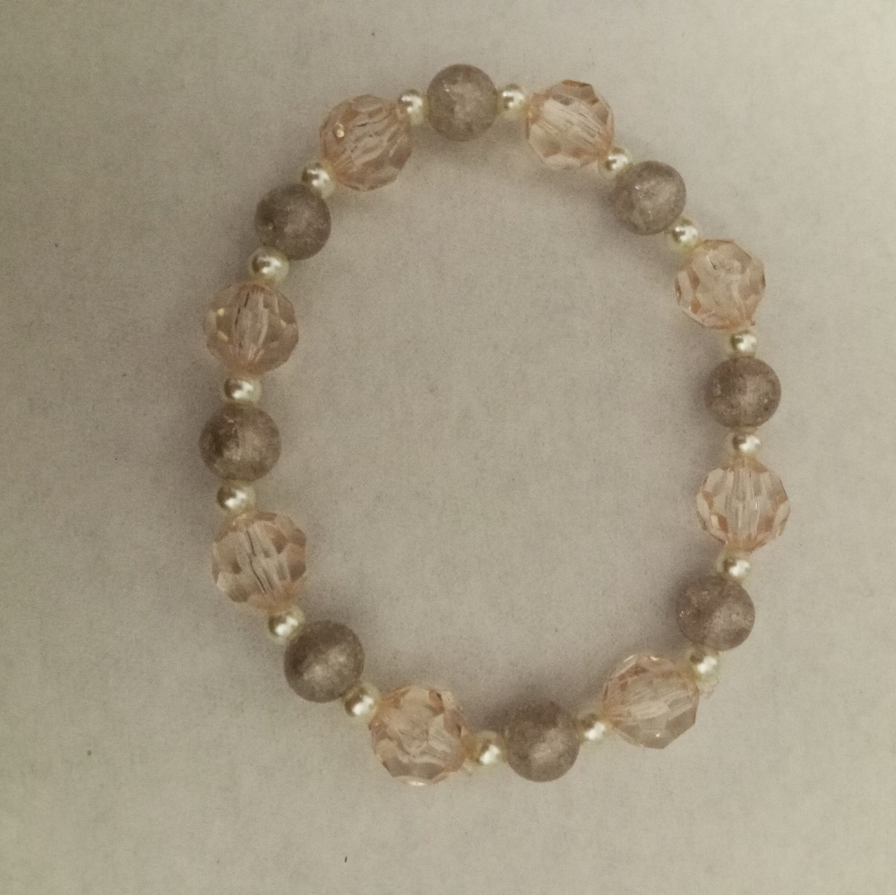 Hand crafted Crystal and freshwater pearl metallic beaded statement bracelet